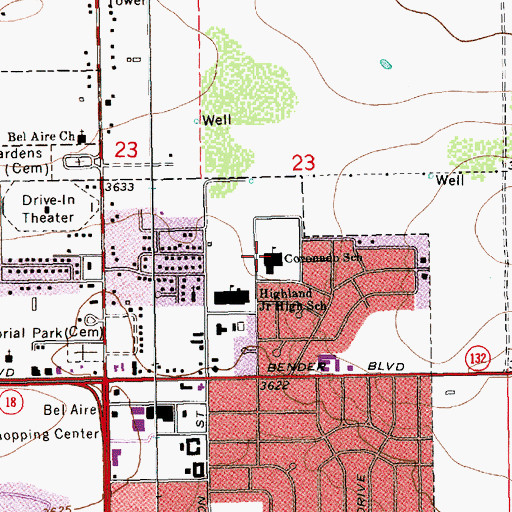 Topographic Map of Coronado Elementary School, NM