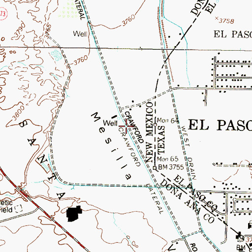 Topographic Map of Crawford Lateral, NM