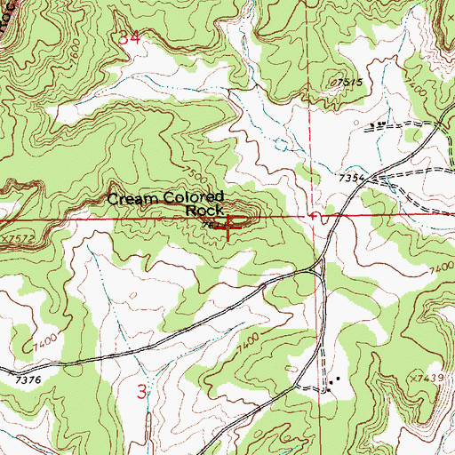 Topographic Map of Cream Colored Rock, NM