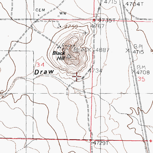 Topographic Map of Cutter Tank, NM