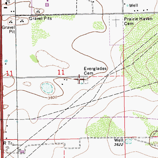 Topographic Map of Everglades Cemetery, NM