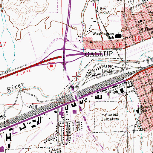 Topographic Map of Gamerco Wash, NM