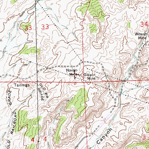 Topographic Map of Gibson Mine, NM
