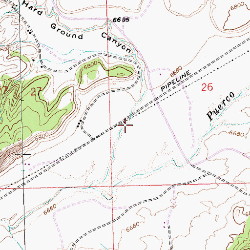 Topographic Map of Hard Ground Canyon, NM