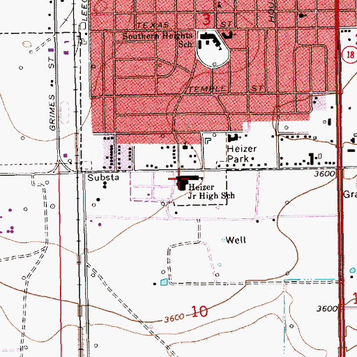 Topographic Map of Heizer Middle School, NM