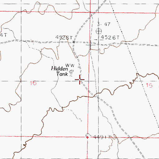 Topographic Map of Hidden Tank, NM