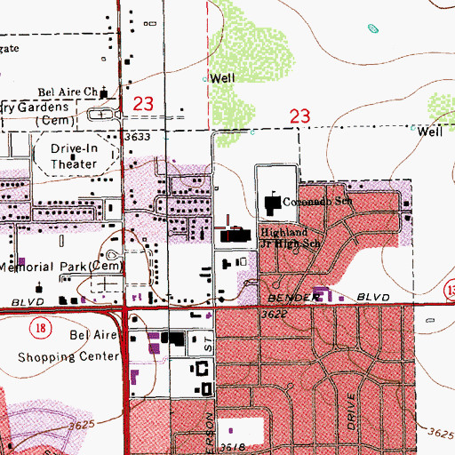 Topographic Map of Highland Middle School, NM