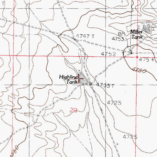 Topographic Map of Highline Tank, NM