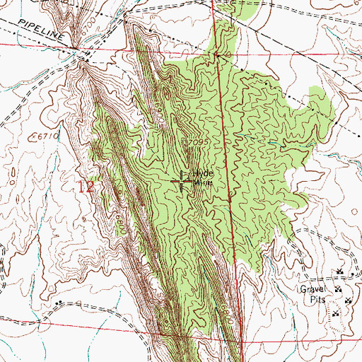 Topographic Map of Hyde Mine, NM