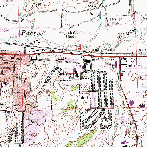 Topographic Map of Jefferson School, NM