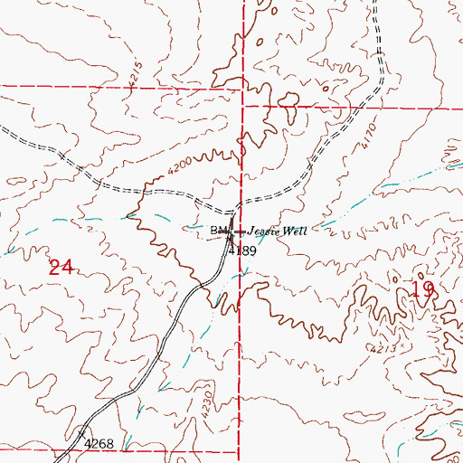Topographic Map of Jessie Well, NM