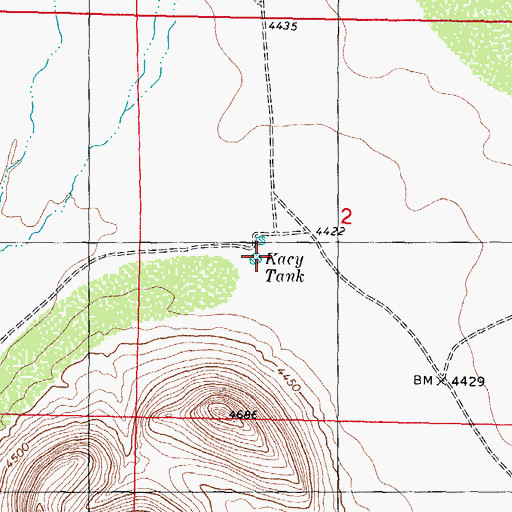 Topographic Map of Kacy Tank, NM
