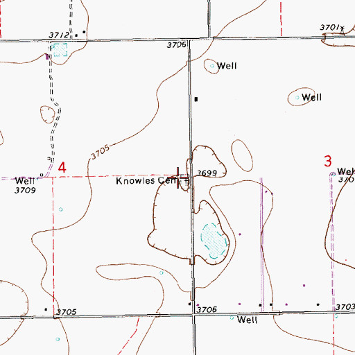 Topographic Map of Knowles Cemetery, NM