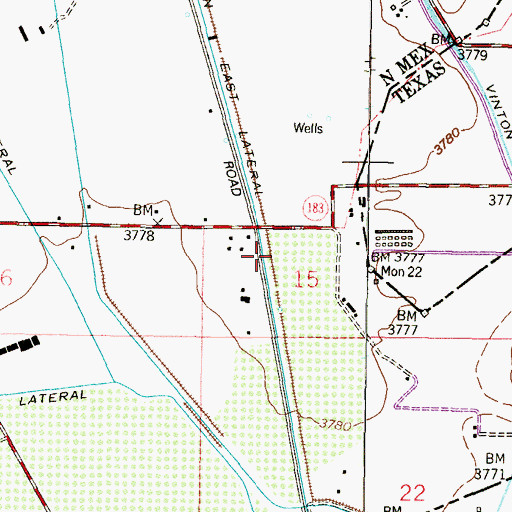 Topographic Map of La Union East Lateral, NM