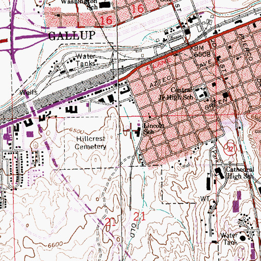 Topographic Map of Lincoln School, NM