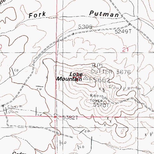 Topographic Map of Lone Mountain, NM