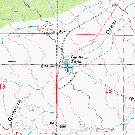 Topographic Map of Lyons Tank, NM