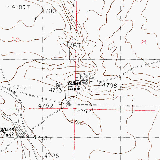 Topographic Map of Miller Tank, NM