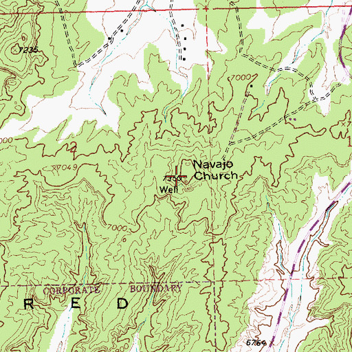 Topographic Map of Navajo Church, NM