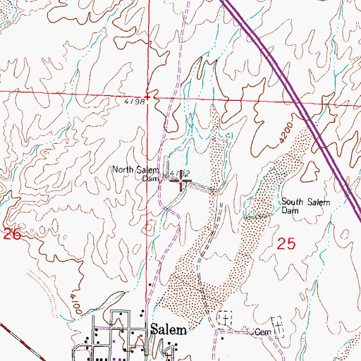 Topographic Map of North Salem Dam, NM