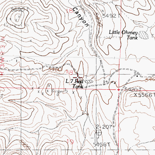 Topographic Map of Red Tank, NM