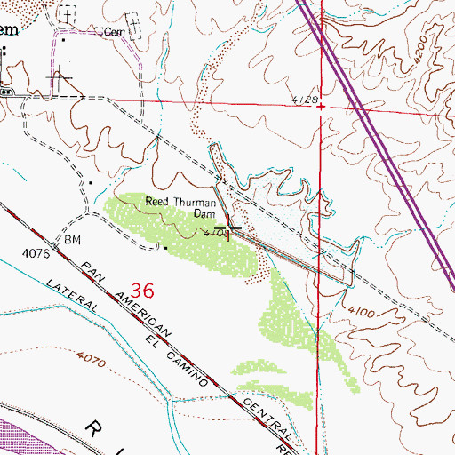 Topographic Map of Reed Thurman Dam, NM