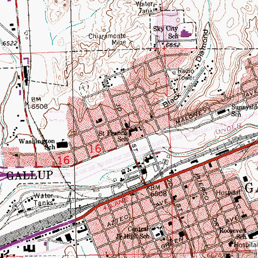 Topographic Map of Saint Francis School, NM