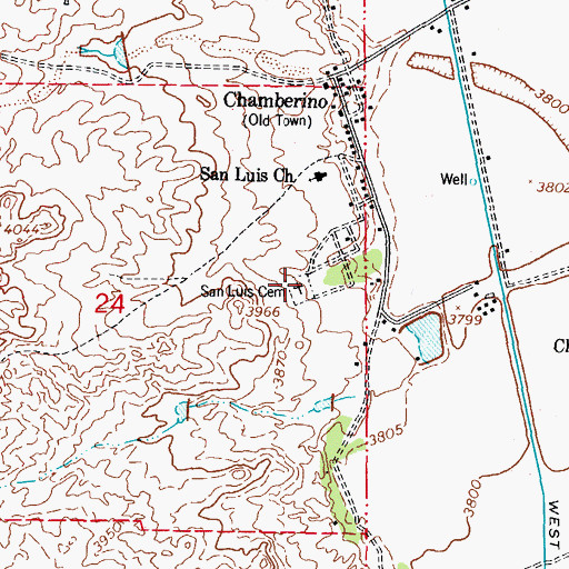 Topographic Map of San Luis Cemetery, NM