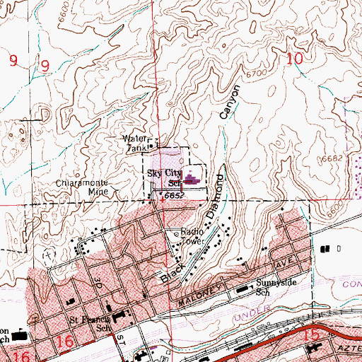 Topographic Map of Sky City School, NM