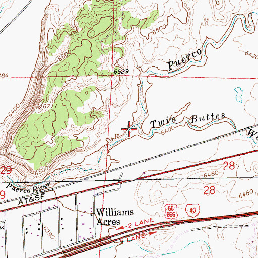 Topographic Map of Twin Buttes Wash, NM