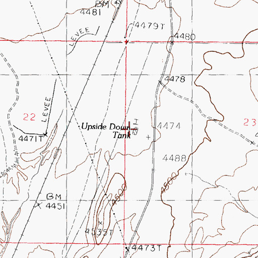 Topographic Map of Upside Down Tank, NM
