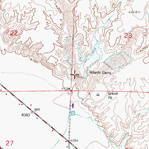 Topographic Map of Velarde Dams, NM