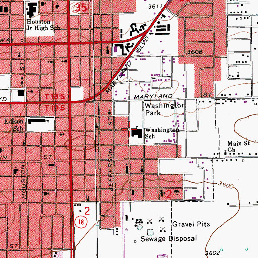 Topographic Map of Booker T Washington Elementary School, NM
