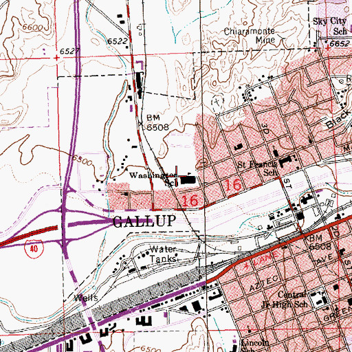 Topographic Map of Washington School, NM