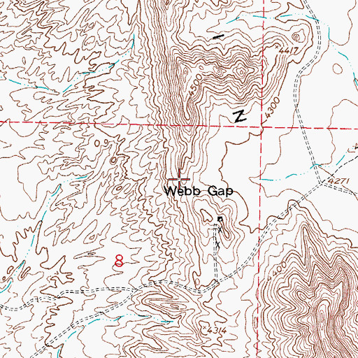 Topographic Map of Webb Gap, NM