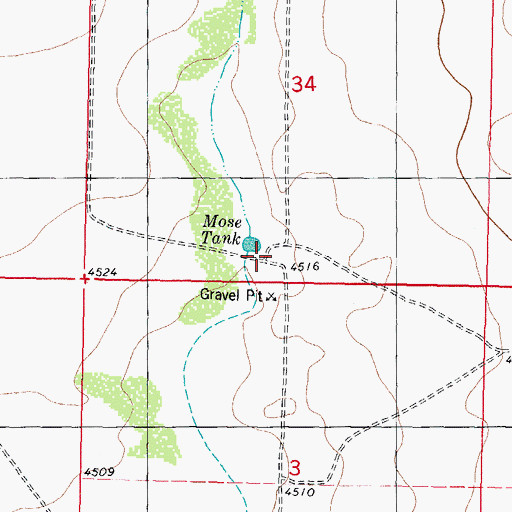 Topographic Map of Mose Tank, NM