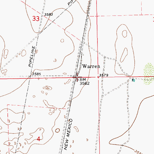 Topographic Map of Warren, NM