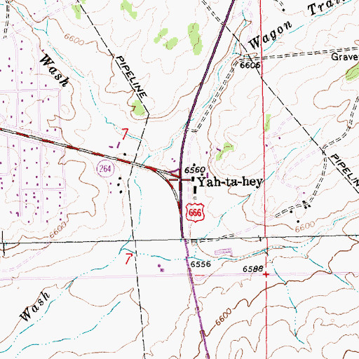 Topographic Map of Yah-ta-hey, NM