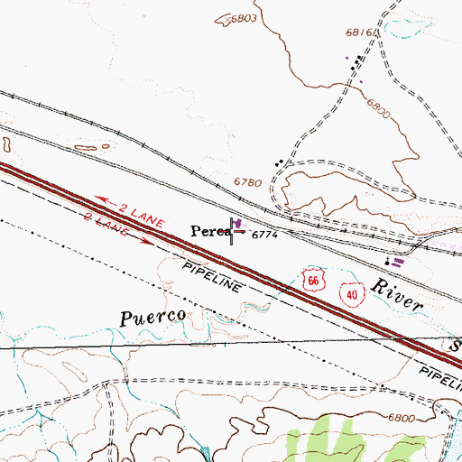 Topographic Map of Perea, NM