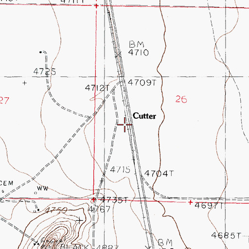 Topographic Map of Cutter, NM