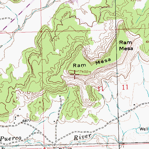 Topographic Map of Ram Mesa, NM