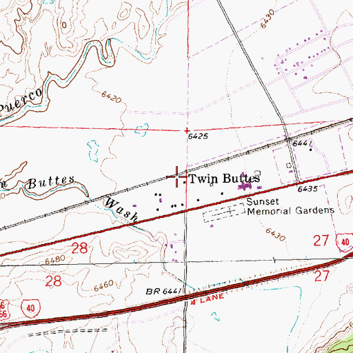 Topographic Map of Twin Buttes, NM