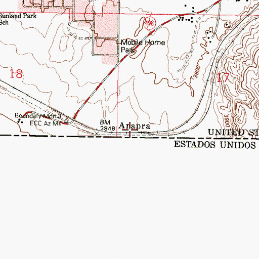 Topographic Map of Anapra, NM