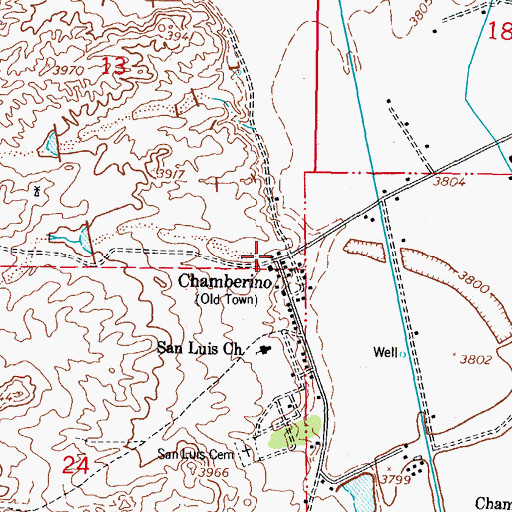 Topographic Map of Chamberino, NM