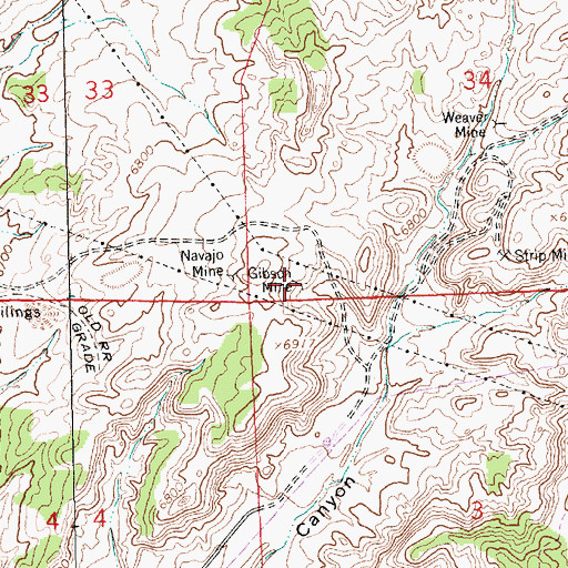 Topographic Map of Gibson (historical), NM
