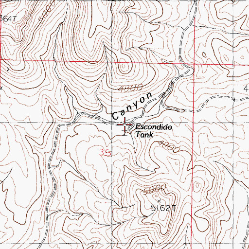 Topographic Map of Mountain Tank, NM