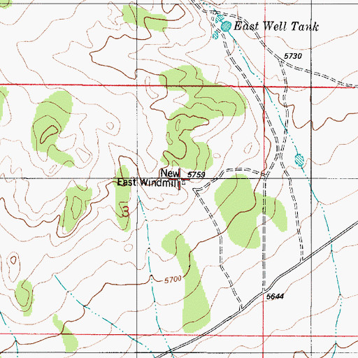 Topographic Map of New East Windmill, NM