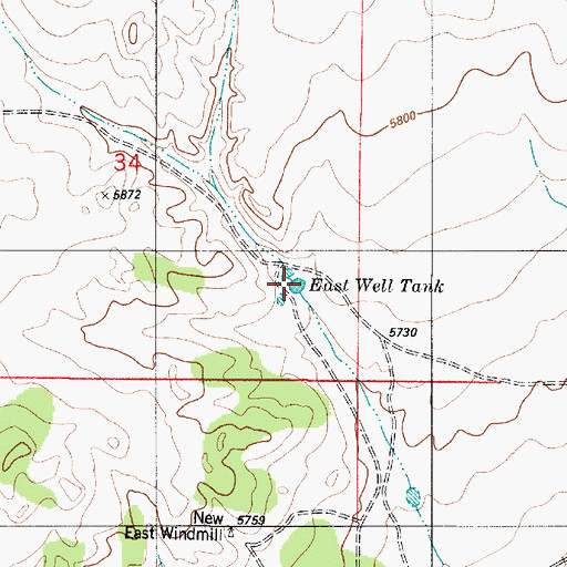 Topographic Map of East Well Tank, NM