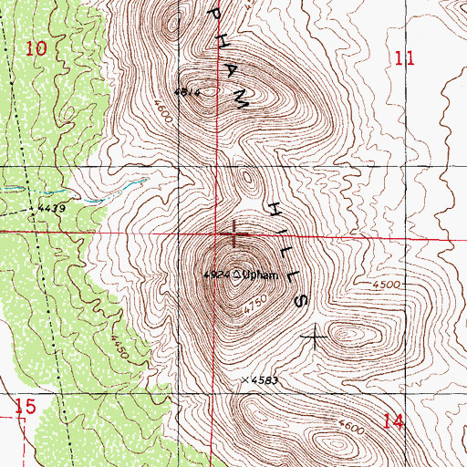 Topographic Map of Upham Hills, NM