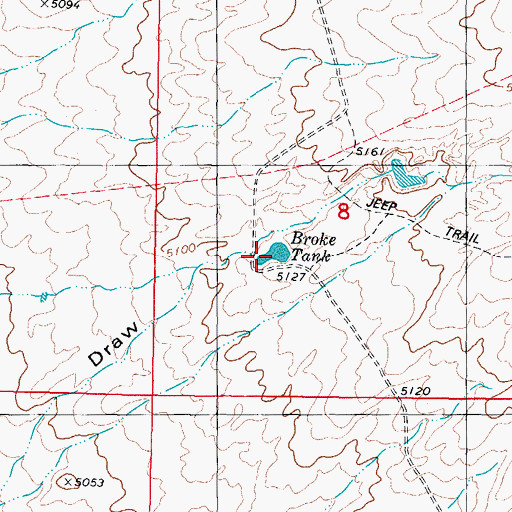 Topographic Map of Broke Tank, NM